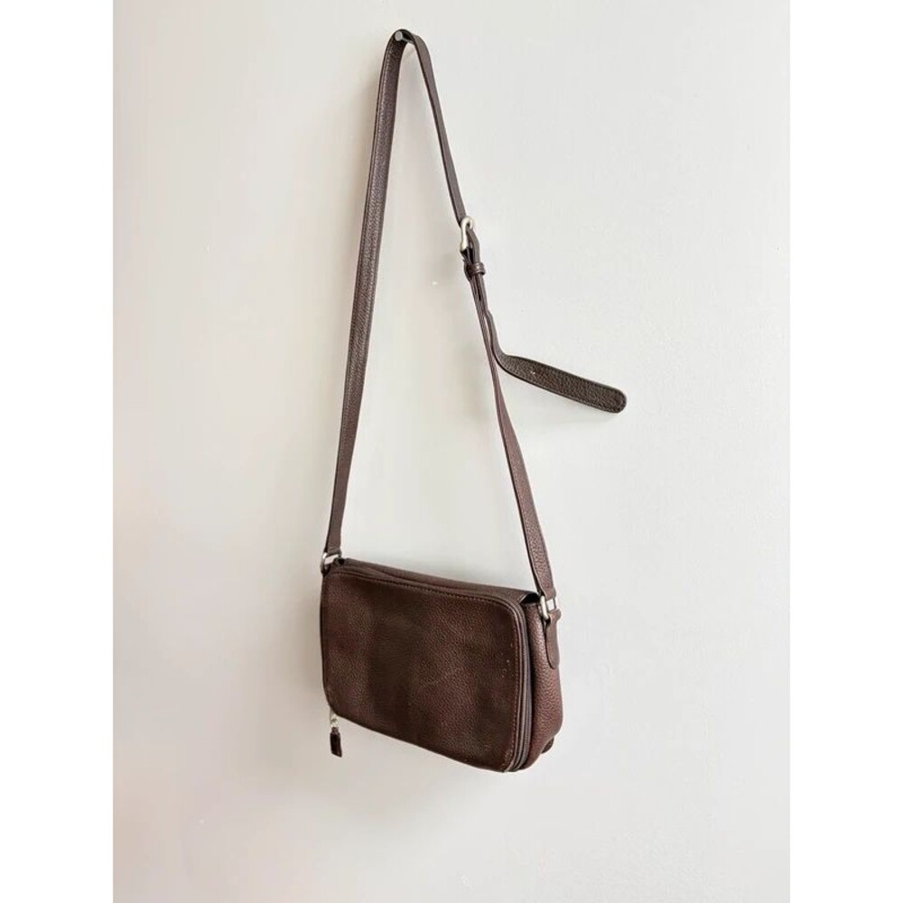 Vintage Eddie Bauer Genuine Pebbled Leather Crossbody Bag, Minimalist, Brown
